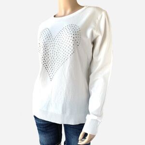 🌸New🌸 Vila Milamo White Heart Sweater Large NWT